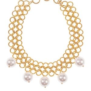 Multi Pearl Charm & Multi Linked Chain Choker
